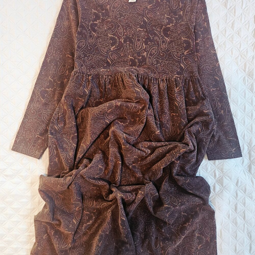 Jones Wear Sport Vintage Cotton Dress  Paisley Pattern Drawstring Waist Size M - Picture 4 of 8